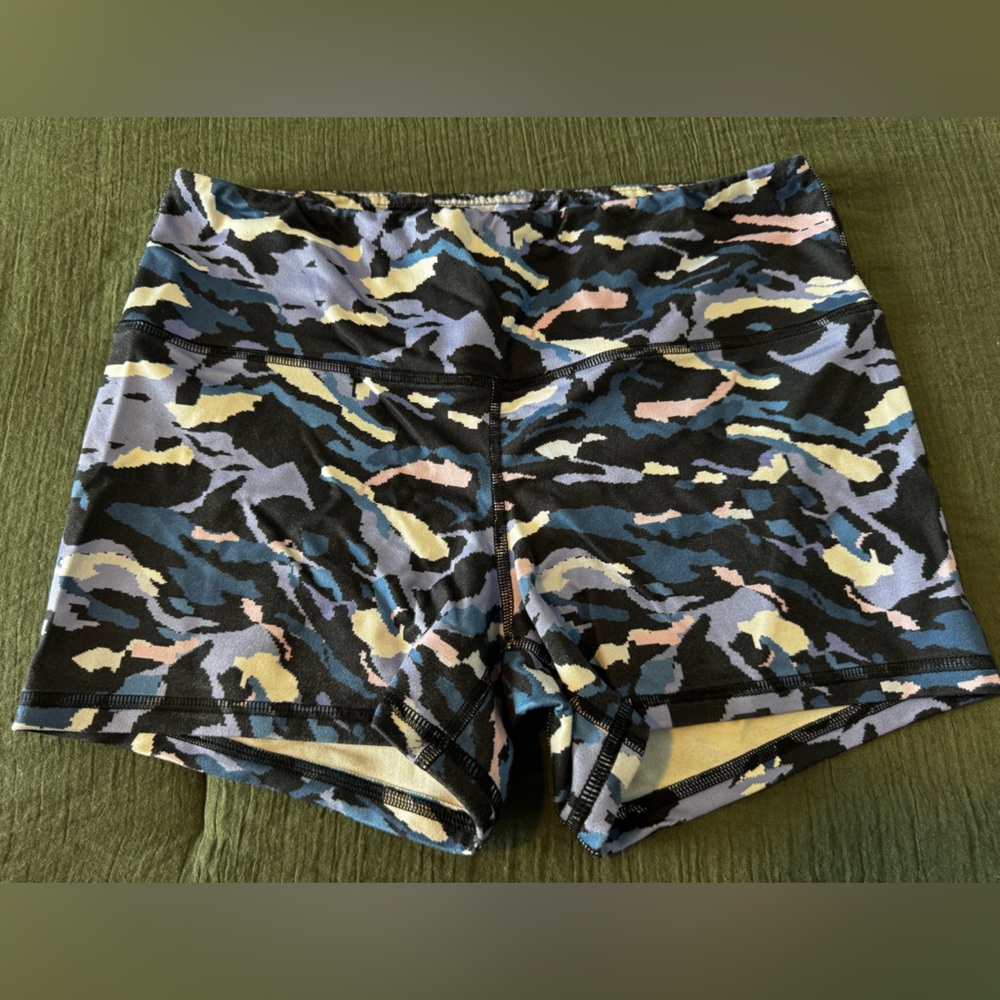 Fleo Camouflage Shorts in Black, Blue, Purple and White